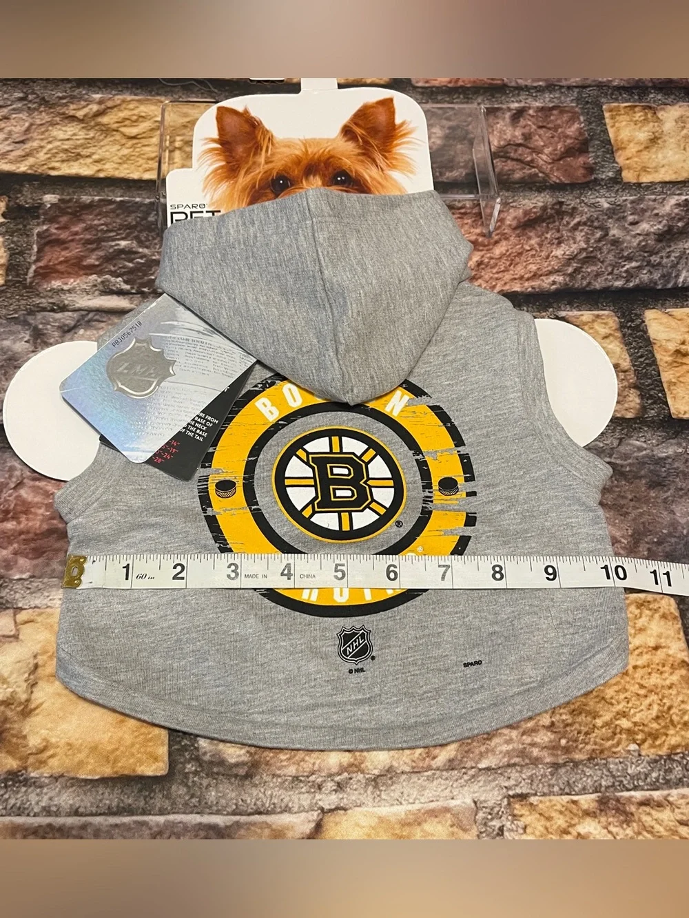 Sparo Boston Bruins NHL Dog Hoodie Pet Apparel Distressed Gray Small Hockey NWT
